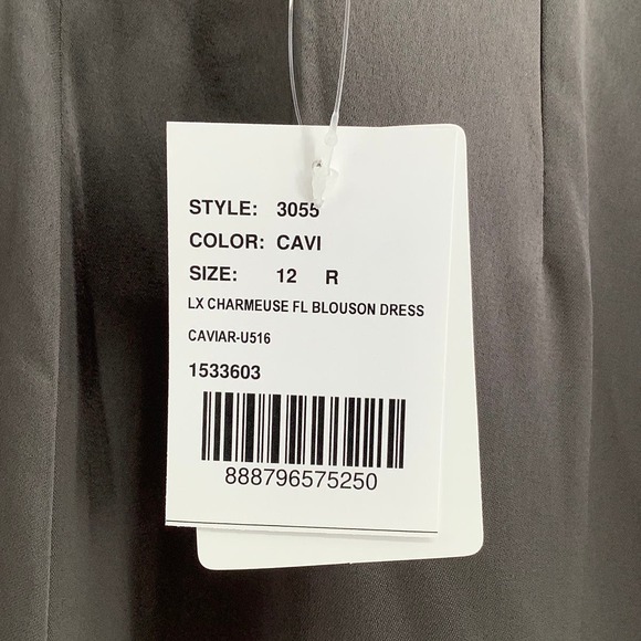 NEW! Dessy Collection Size 12 Charmeuse Trumpet Gown Caviar Gray $242 msrp J2-9 - Picture 10 of 10